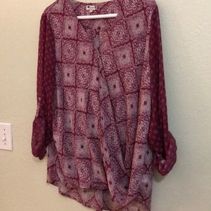 Maroon patterned blouse